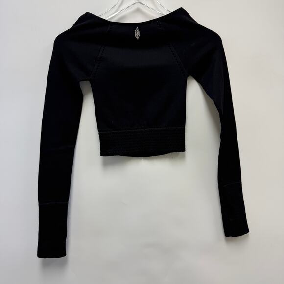 Free People FP Movement Cut It Out Black Long Sleeve Top Sz XS/S - Picture 5 of 11